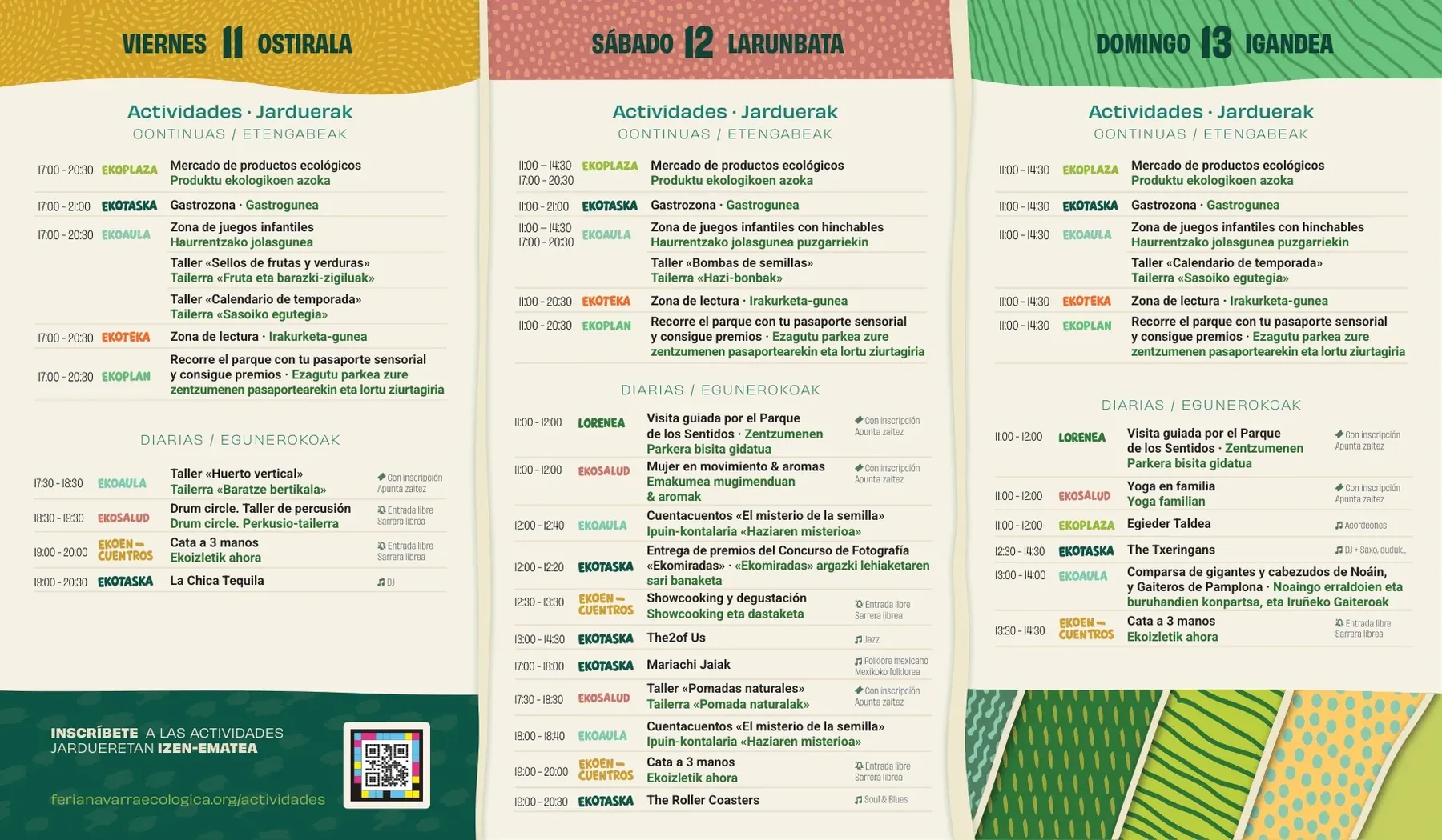 Interior del programa bilingüe con la agenda de actividades de la feria